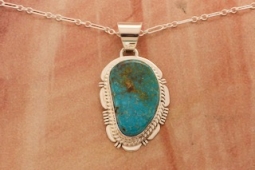 Genuine Turquoise Mountain Mine Sterling Silver Pendant